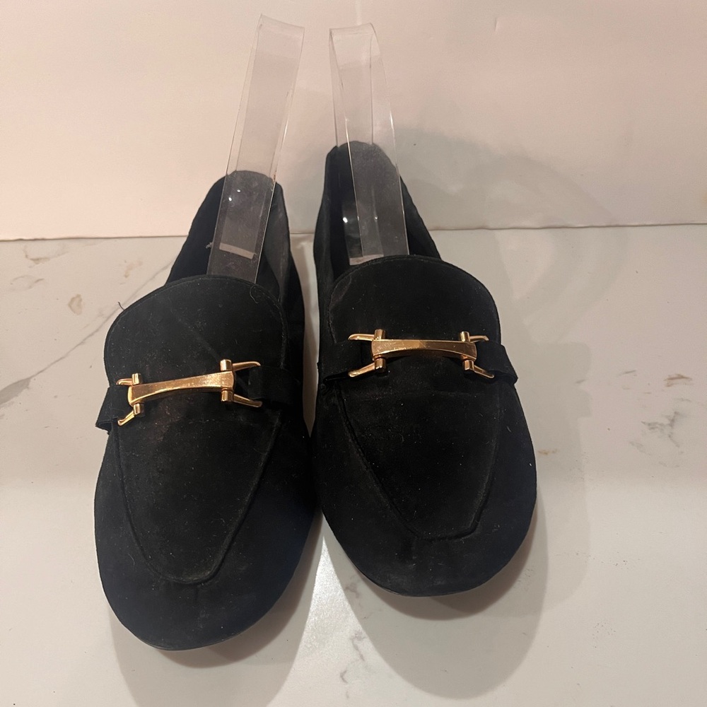 Ultra Suede Loafers with gold finish hardware size 10 woman